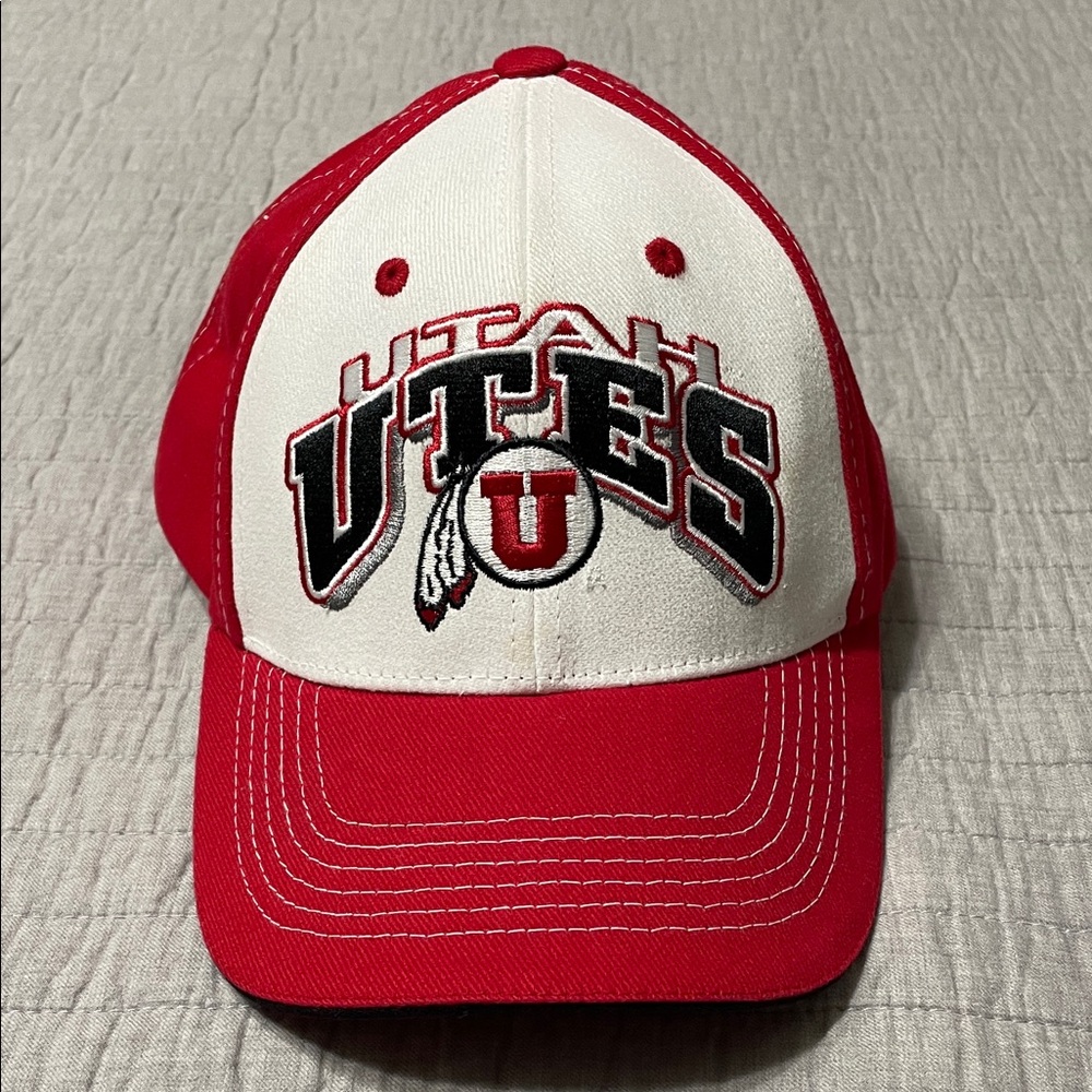 Utah Utes Red and White Hook and Loop Adjustable Baseball Hat